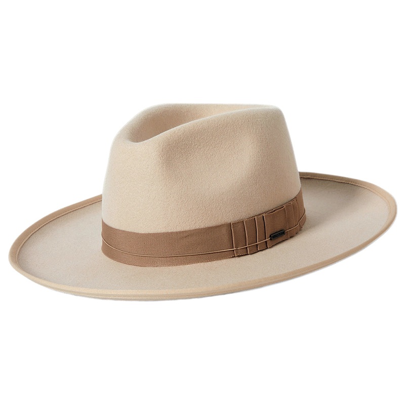 Brixton Hats Reno Wool Felt Fedora Hat – Beige-Sand Small-56cm