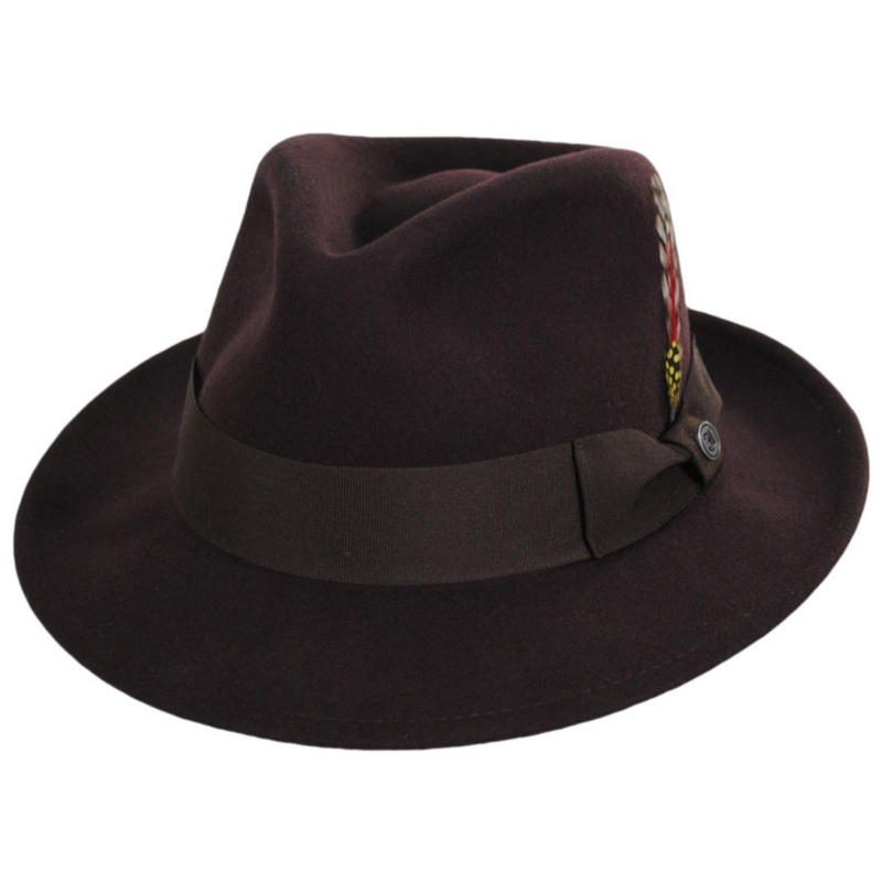 C-Crown Crushable Wool Felt Fedora Hat BROWN S