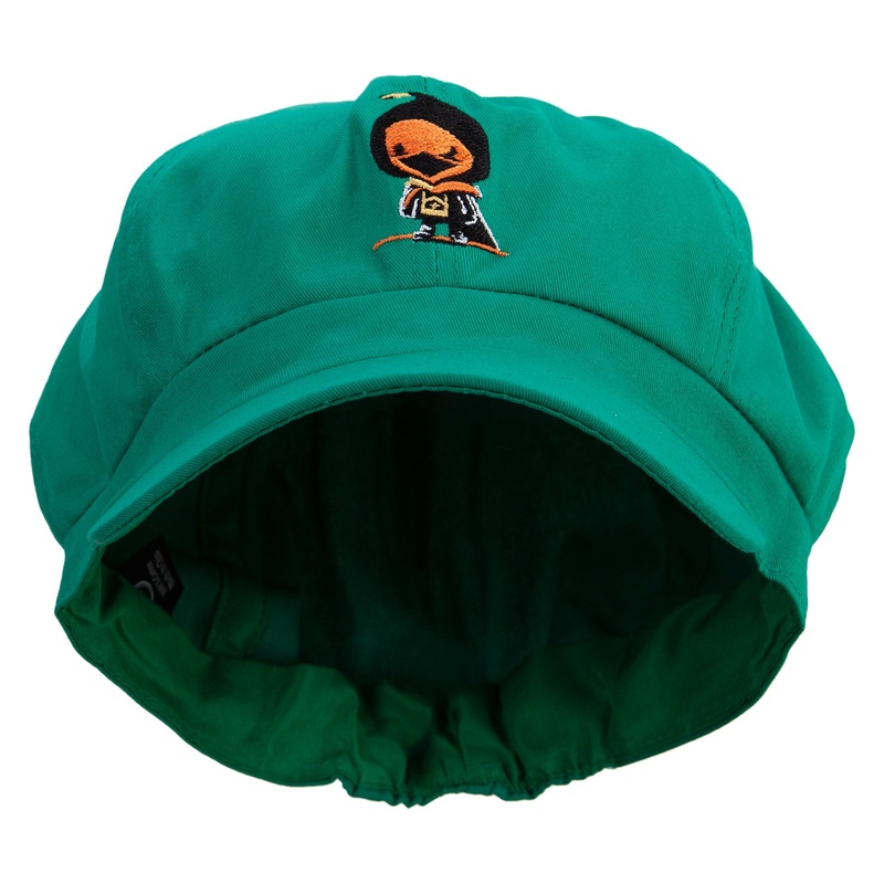 Chicken Warrior Embroidered Cotton Elastic Newsboy Cap Lime One Size
