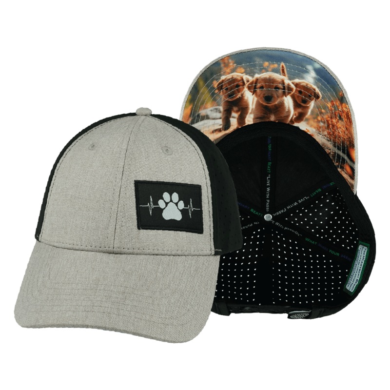 Dog Hat – Low Profile – Ponytail – Tan / Black – Laser Mesh