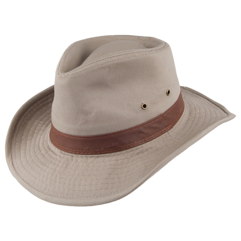 Dorfman Pacific Hats Washed Twill Outback Hat – Khaki M