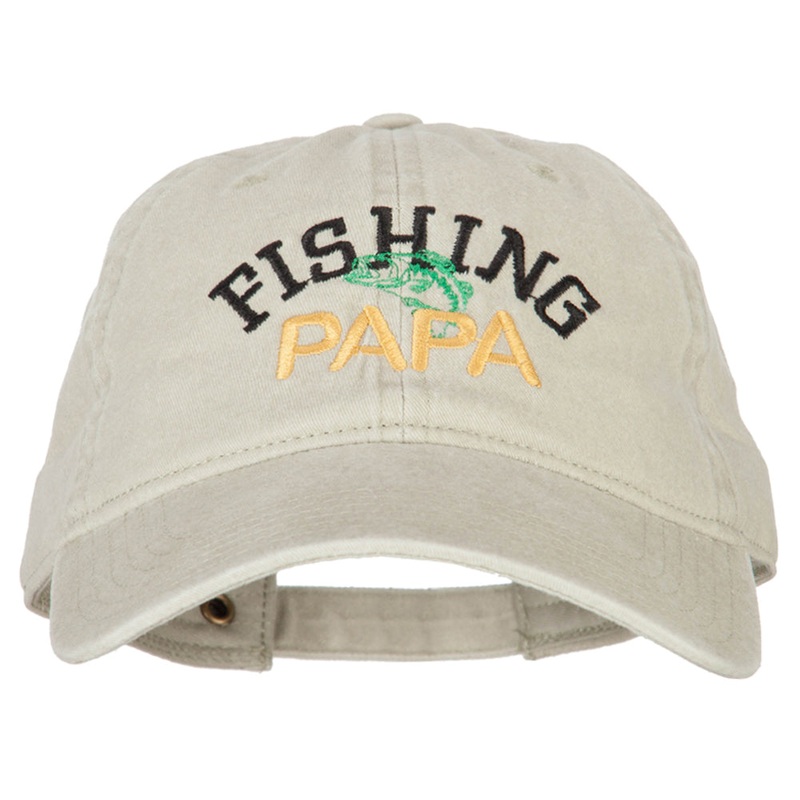 Fishing Papa Embroidered Washed Cotton Twill Cap Stone One Size
