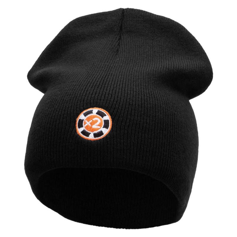 Made in USA Double Win Embroidered 8 Inch Short Beanie Black One Size