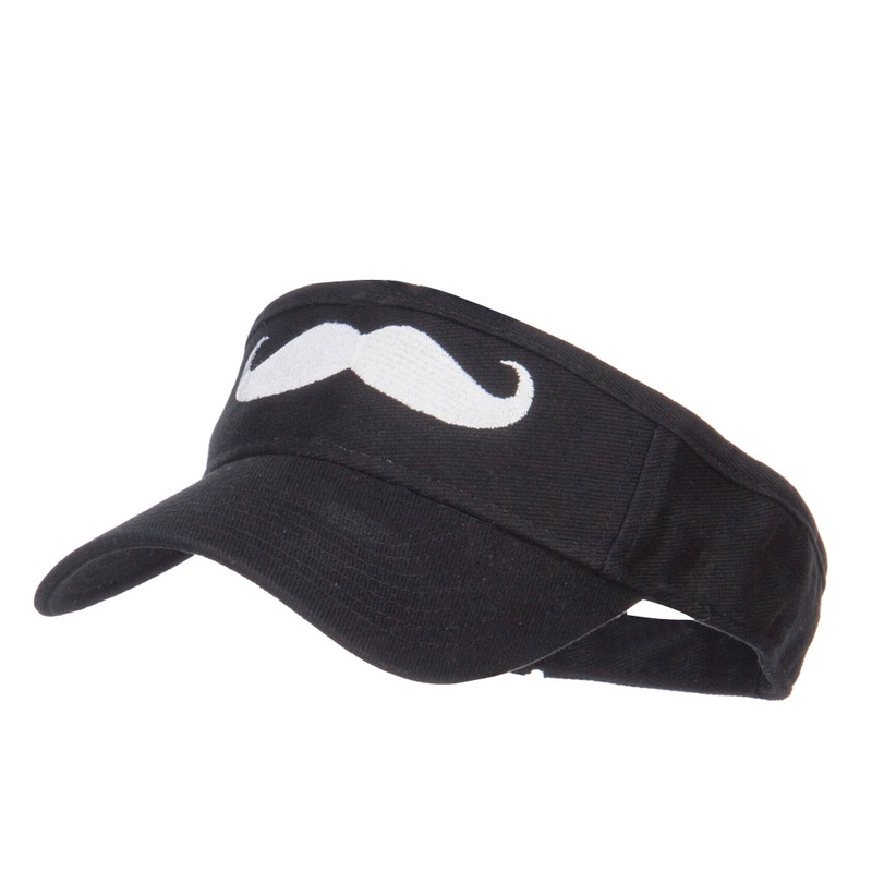 Mustache Embroidered Brushed Sun Visor Black One Size