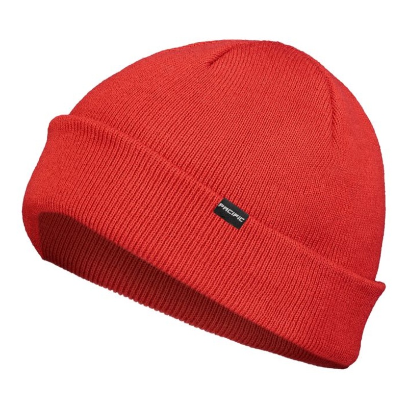 Pacific Headwear P603K – Fisherman Beanie, Knit Cap Red