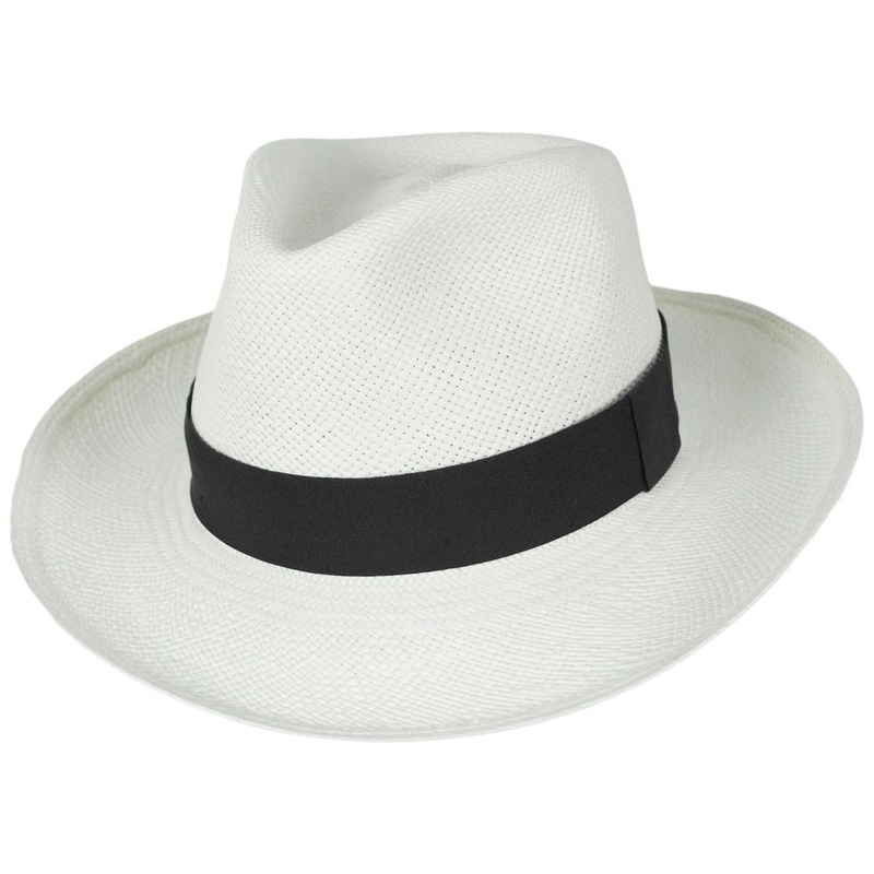 Puerto Bahia Panama Straw Fedora Hat WHITE S