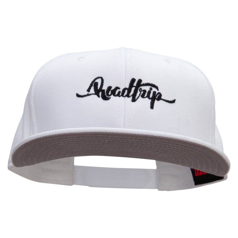 Roadtrip Embroidered Superior Cotton Twill Flat Bill Snapback Prostyle Cap White One Size
