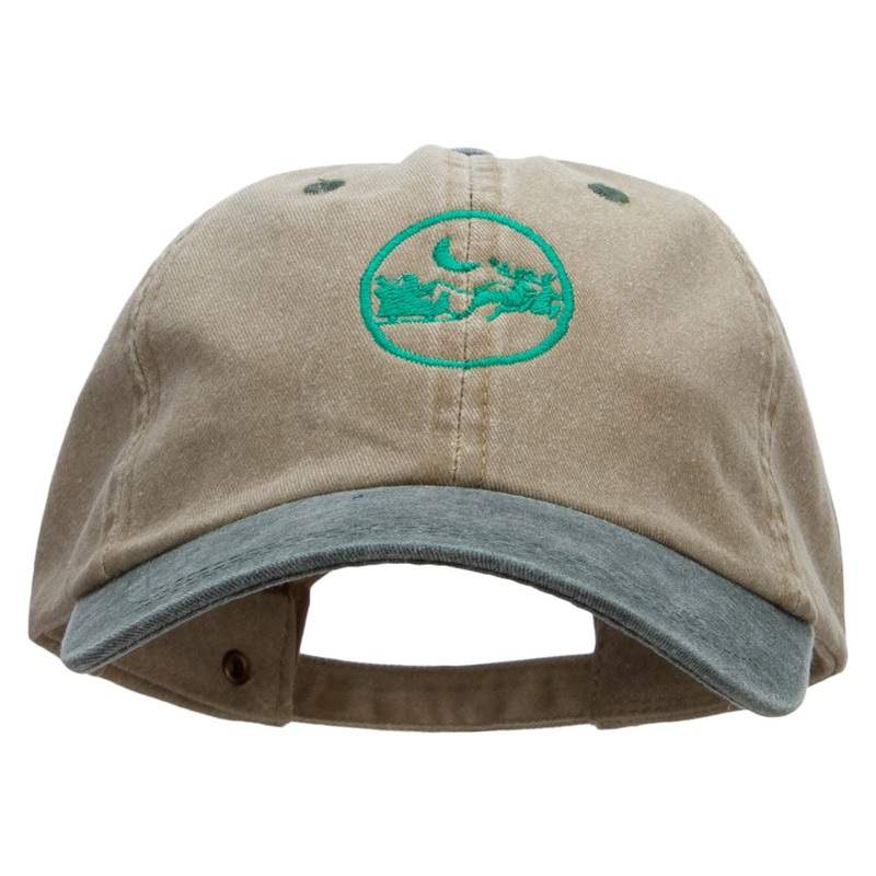 Santa In The Sky Embroidered Pigment Dyed Wash Cap Khaki Green One Size
