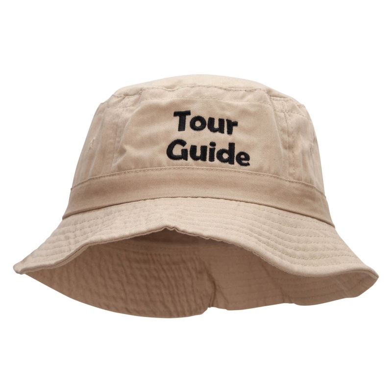 Tour Guide Embroidered Bucket Hat Natural One Size