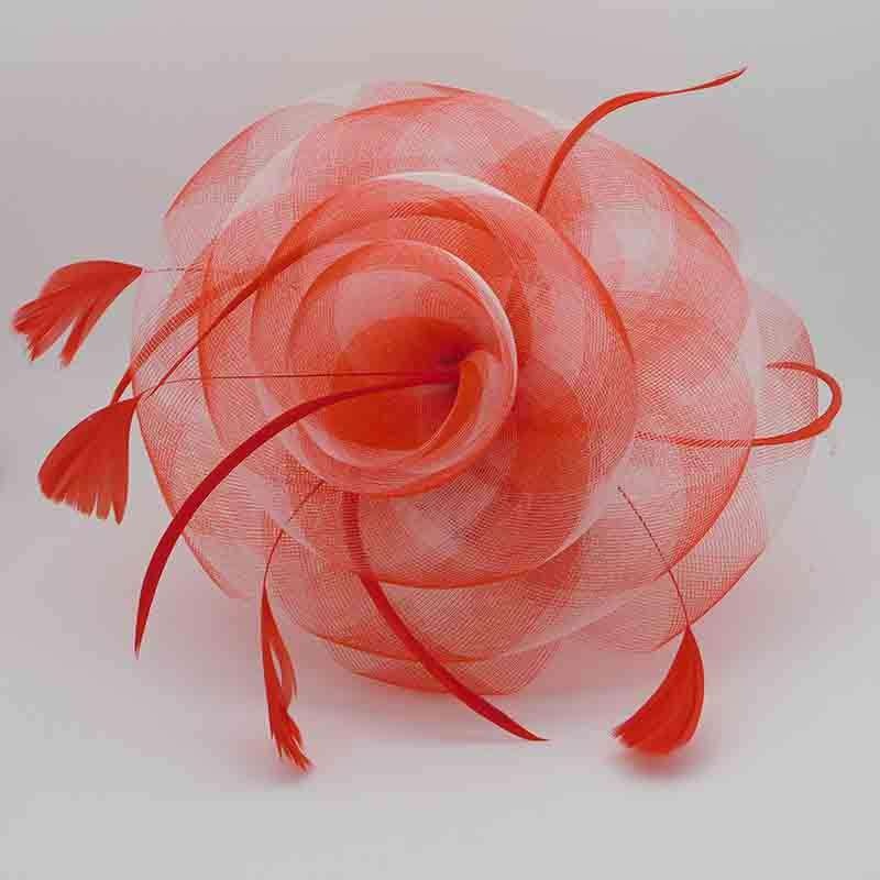 Two Tone Puffy Tulle Flower Fascinator Brown