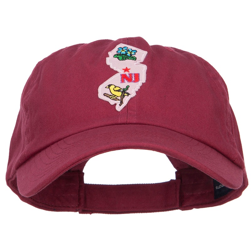 USA State New Jersey Patched Low Profile Cap Wine One Size