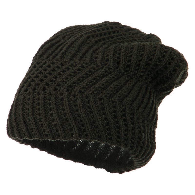 Big Size Zig Zag Vintage Reversible Beanie White XL-3XL