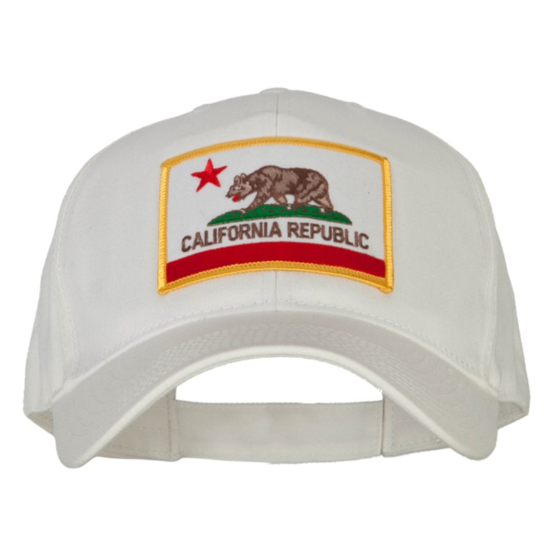 California State Flag Patched New Big Size High Profile Cap White XL-3XL