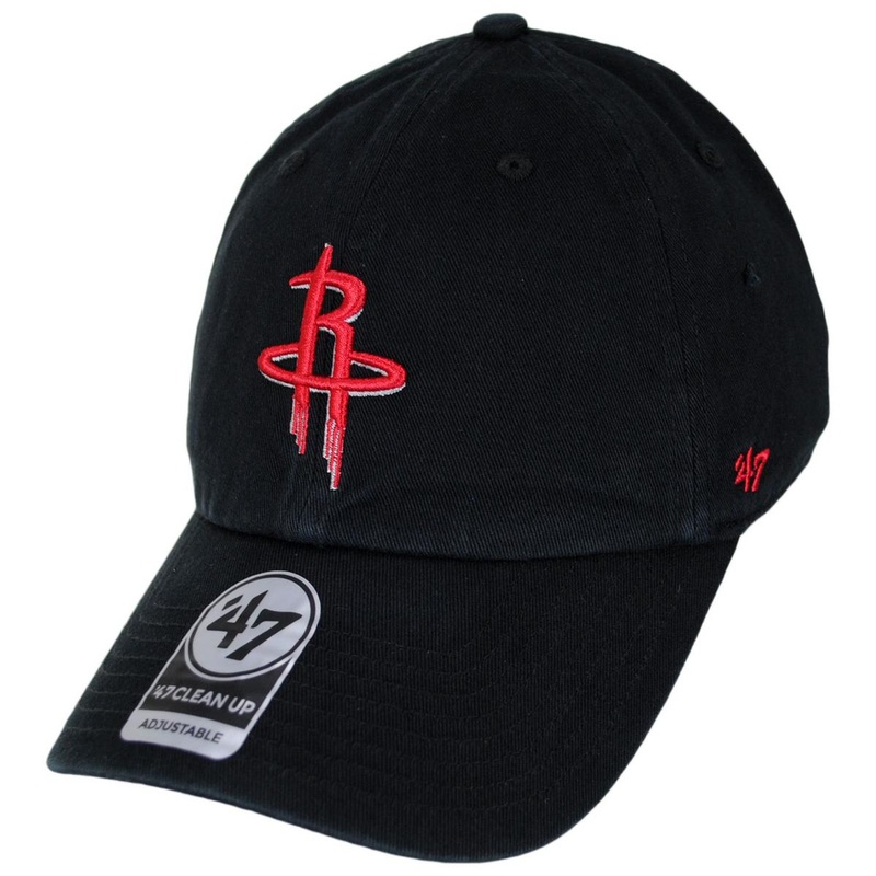 Houston Rockets NBA Clean Up Strapback Baseball Cap Dad Hat BLACK ADJUSTABLE