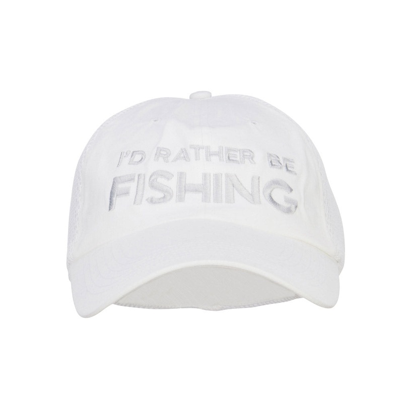 I’d Rather Be Fishing Embroidered Big Mesh Cap White XL-2XL