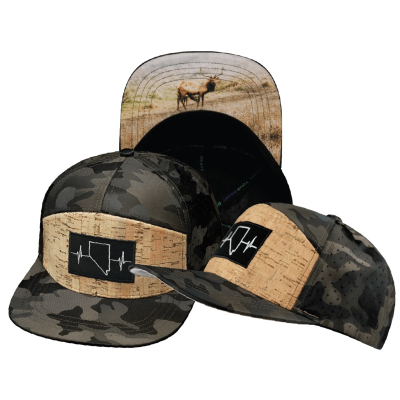 Nevada Hat – Flat Bill – Cork – Tan Camo – Laser Mesh