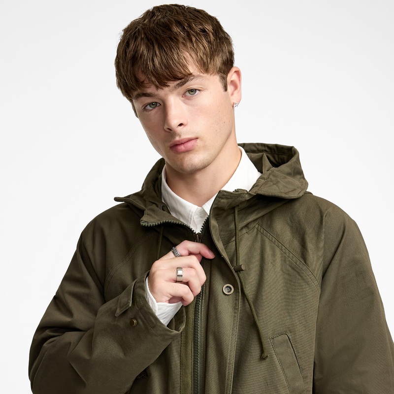 New Era Cap Dark Khaki Fishtail Parka Jacket XS