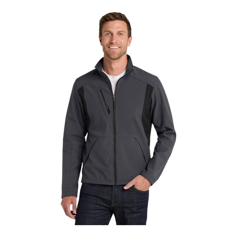 Port Authority J336 Back-Block Soft Shell Jacket Battleship Grey/ Black XS