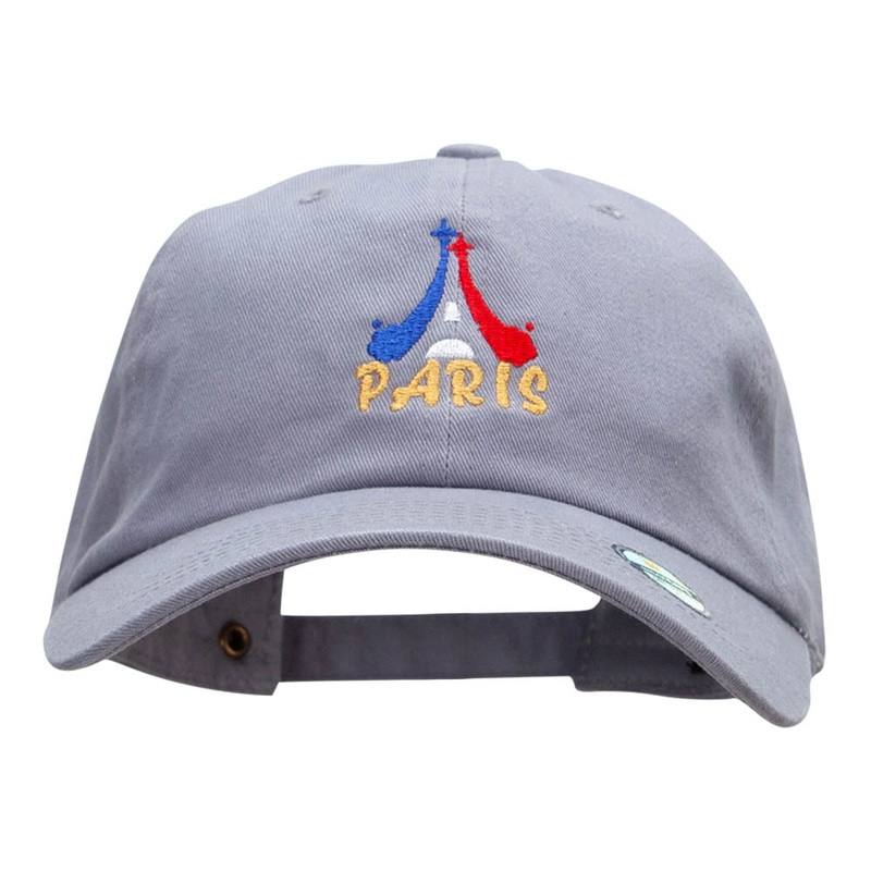 Red White And Paris Embroidered Washed Cap Grey One Size