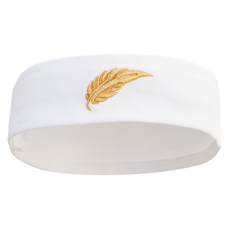 Swallow Feather Logo Embroidered Cotton Twill Stretchable Hat Band White One Size