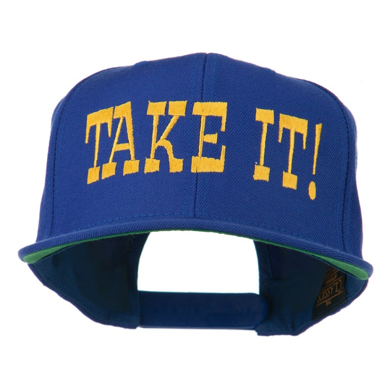 Take It Embroidered Flat Bill Cap Royal One Size