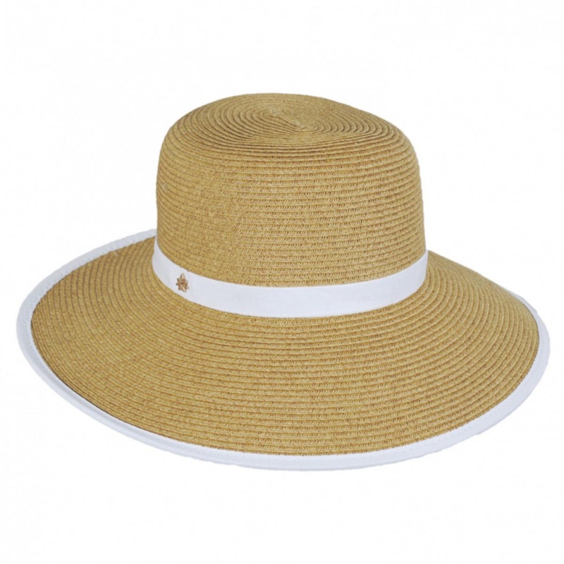 Toyo Straw Braid Facesaver Hat NATURAL/WHITE ONE SIZE FITS MOST
