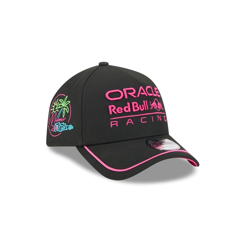 2025 Miami Race Oracle Red Bull Racing Black 9FORTY A-Frame Snapback Hat One Size