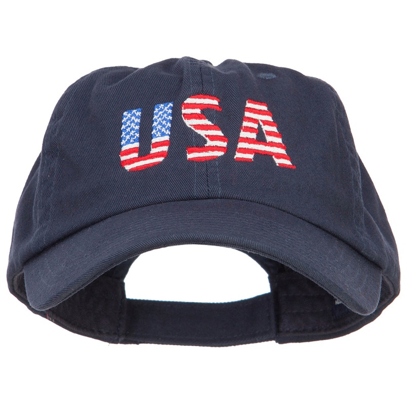 America USA Flag Embroidered Low Profile Cap Navy One Size