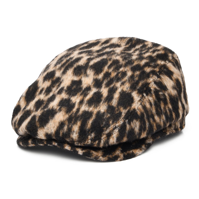 Barts Hats Systa Leopard Wool Blend Flat Cap – Brown 1-Size