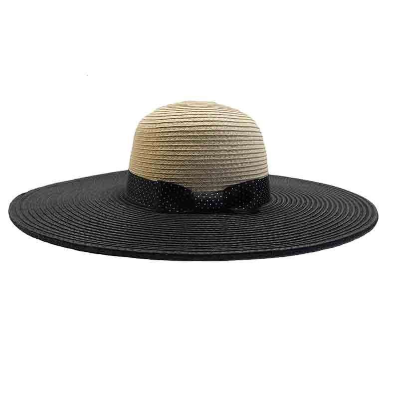 Black Polka Dot Ribbon Bow Wide Brim Sun Hat – Jones New York Black