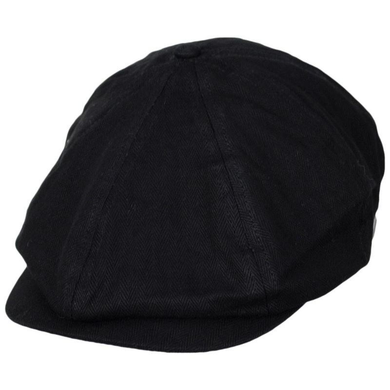 Brood Baggy Cotton Herringbone Newsboy Cap BLACK S