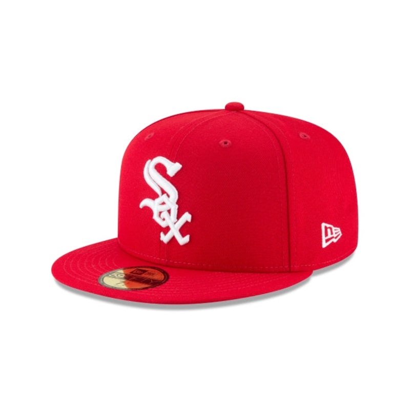 Chicago White Sox Scarlet Basic 59FIFTY Fitted Hat 6 7/8