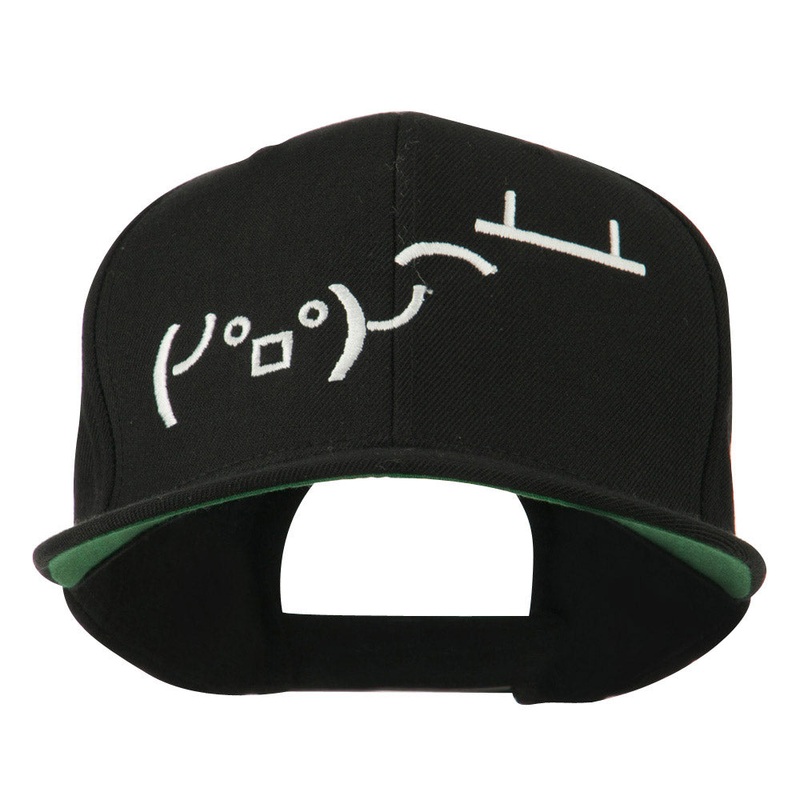 Flipping Table Text Emoticon Embroidered Snapback Cap Black One Size