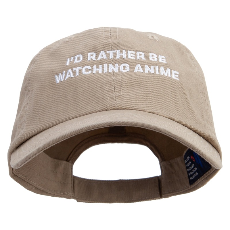 I’d Rather Be Watching Anime Embroidered Low Profile Dyed Cotton Twill Cap Khaki One Size