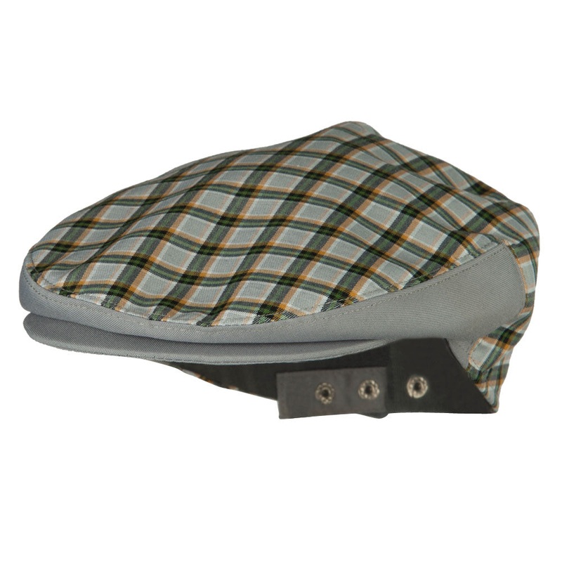 Men’s Plaid Snap Button Ivy Cap Grey One Size