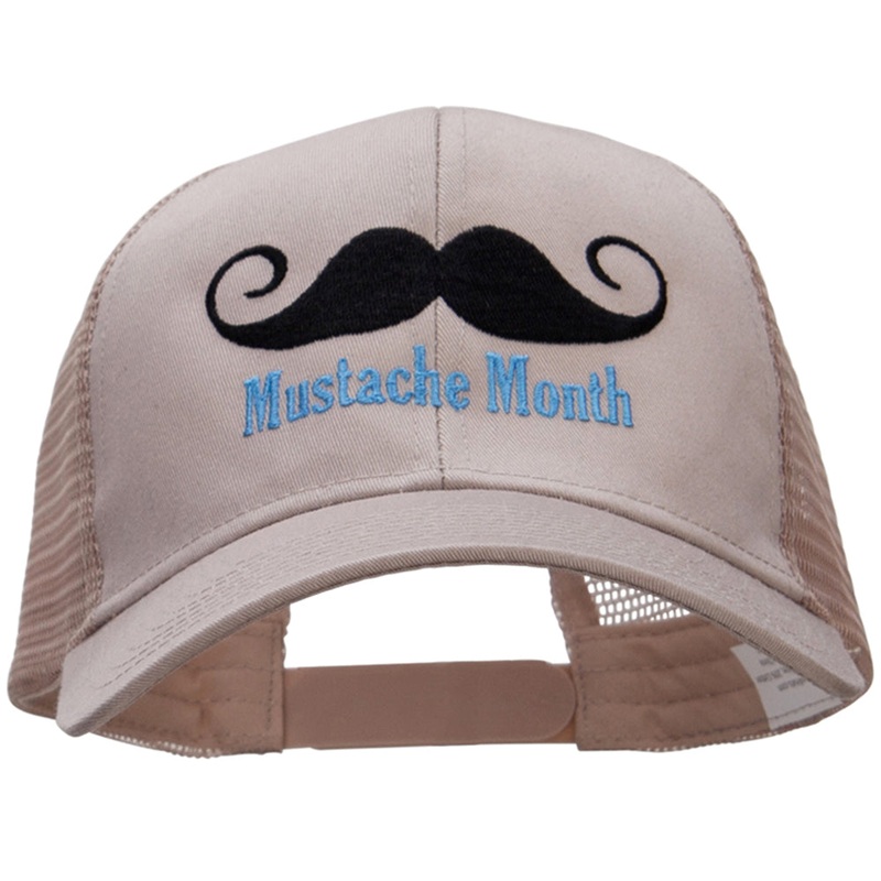 Mustache Month Solid Cotton Prostyle Twill Mesh Cap Khaki One Size