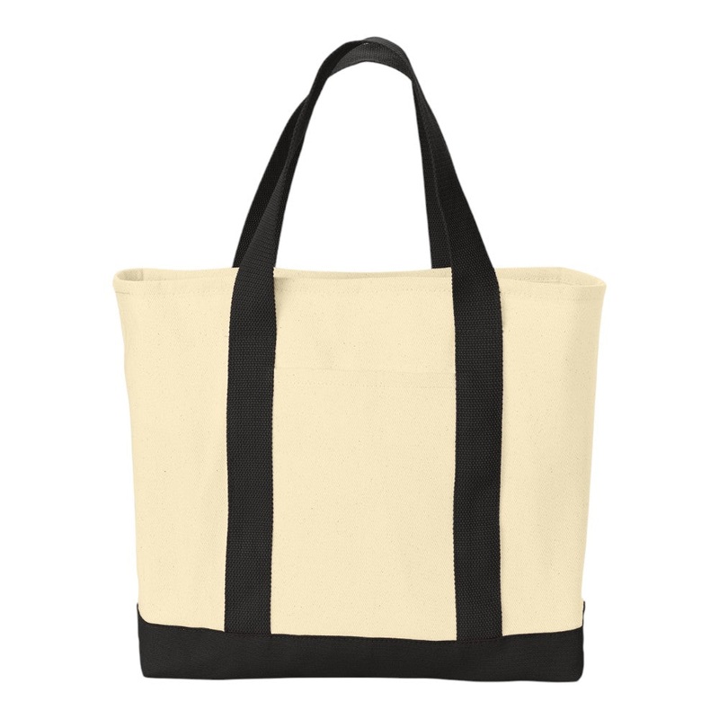 Port Authority B400 Ideal Twill Two-Tone Shopping Tote Natural/ Black