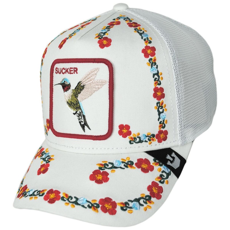 Sucker Floral Mesh Trucker Snapback Baseball Cap WHITE ADJUSTABLE
