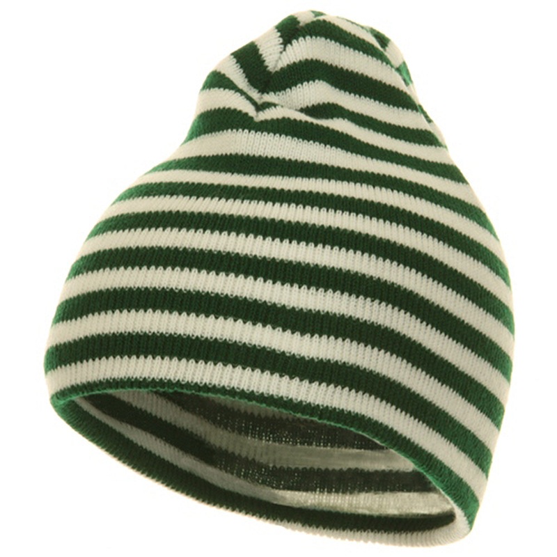 Trendy Striped Beanie Red White One Size