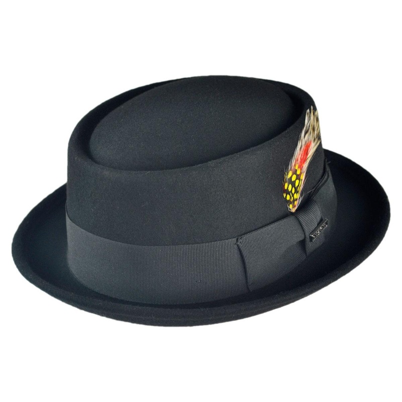Wholesale Wool Felt Pork Pie Hat B2B Pre-Pack BLACK 1S-3M-4L-3XL-1XXL