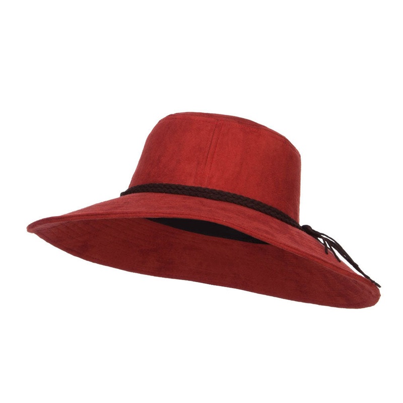 Wide Brim Poly Suede Hat Rust One Size