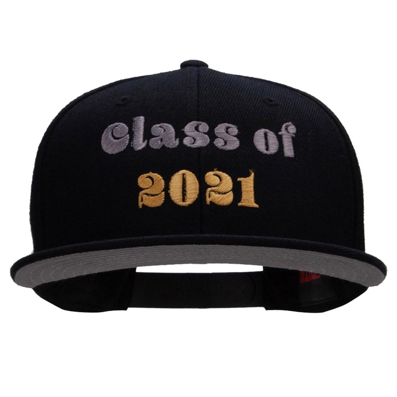 Class of 2021 Embroidered Cotton Flat Bill Snapback Cap Black One Size