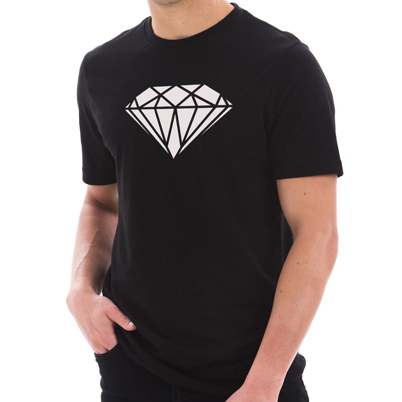 Diamond Symbol Graphic Design Short Sleeve Cotton Jersey T-Shirt Black XS