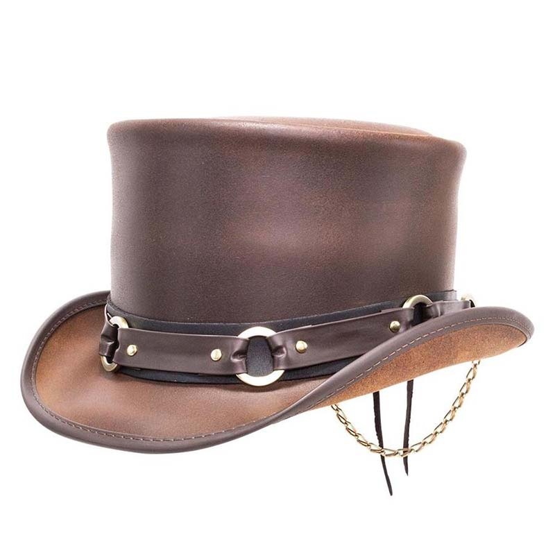 El Dorado Leather Top Hat with SR2 Band, Brown – VooDoo Hatter Brown Small