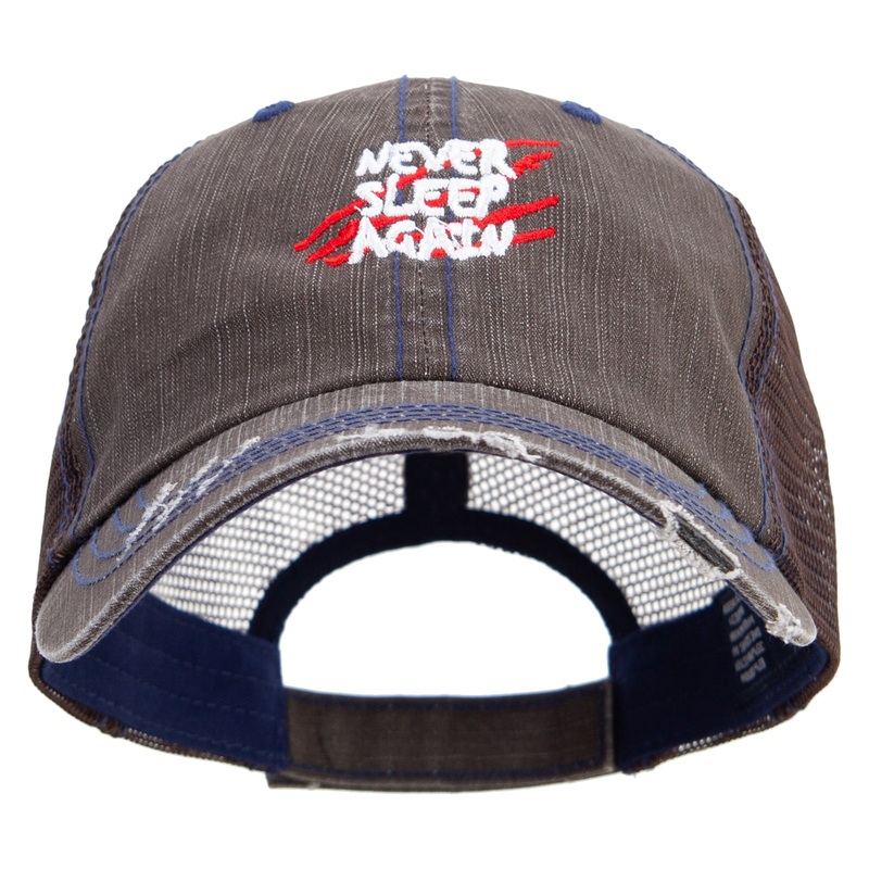 Never Sleep Again Embroidered Low Profile Special Cotton Mesh Cap Brown One Size