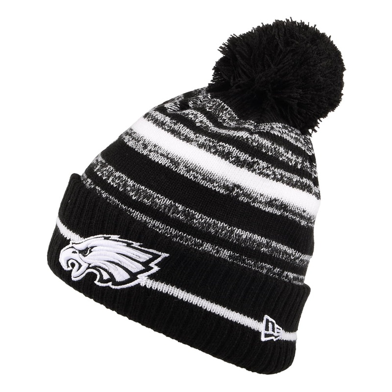 New Era Philadelphia Eagles Bobble Hat – NFL Sport Knit – Black-White 1-Size