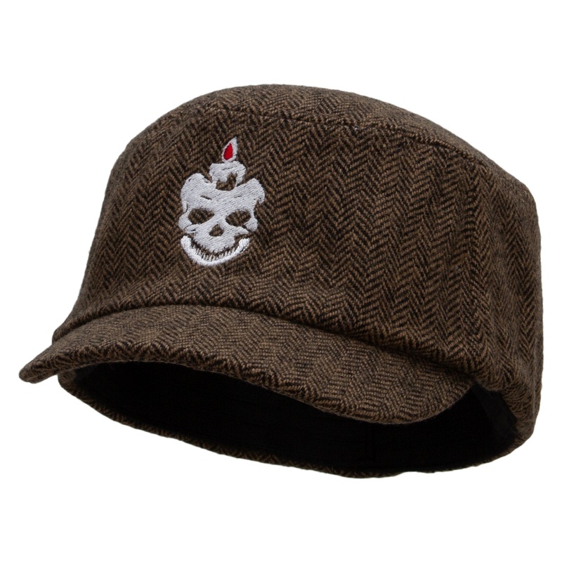 Skull Candle Wool Fashion Fitted Engineer Cap Brown One Size