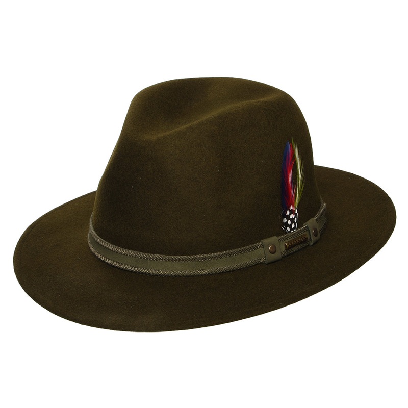 Stetson Hats Tenvelco Traveller Water Repellent Wool Felt Safari Fedora Hat – Dark Forest S