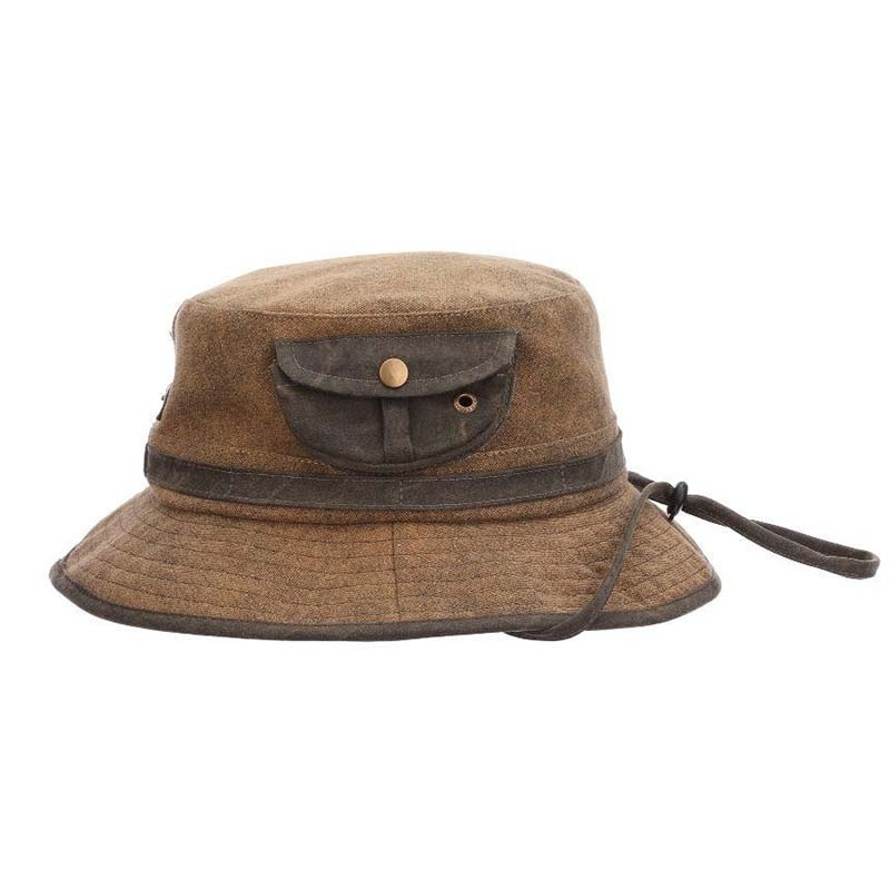 Tarp Cloth Bucket Hat with Side Pockets – Stetson Hats Brown Medium