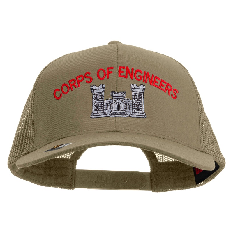 US Army Corps of Engineers Embroidered Solid Cotton Twill Mesh Prostyle Cap Khaki One Size